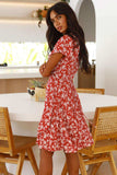 Floral Surplice Neck Flutter Sleeve Dress - Trendsi - Flyclothing LLC