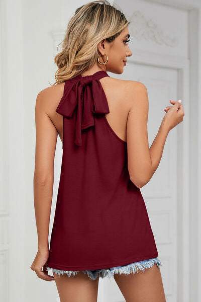Tied Grecian Neck Tank - Trendsi - Flyclothing LLC