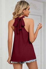 Tied Grecian Neck Tank - Trendsi - Flyclothing LLC