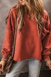 Notched Lantern Sleeve Dropped Shoulder Sweatshirt - Trendsi - Flyclothing LLC