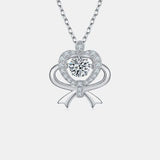 Moissanite 925 Sterling Silver Bow & Heart Necklace - Flyclothing LLC