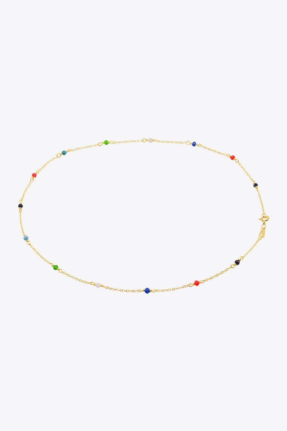 18K Gold-Plated Multicolored Bead Necklace - Trendsi