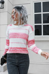 Two-Tone Slit Sweater - Trendsi - Flyclothing LLC