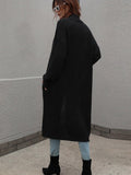 Waffle Knit Open Front Duster Cardigan With Pockets - Trendsi
