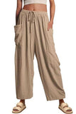 Full Size Pocketed Drawstring Wide Leg Pants - Trendsi - Flyclothing LLC