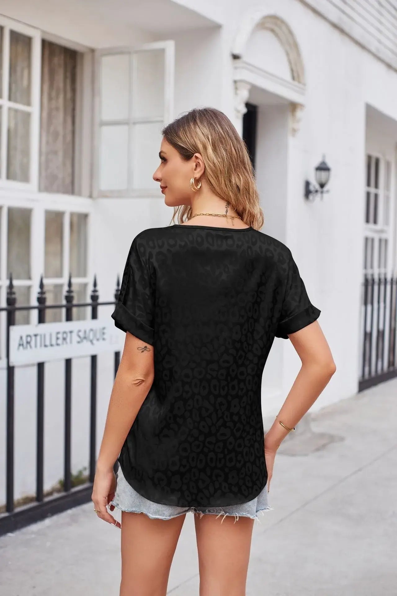 Leopard Print Curved Hem Satin Top - Trendsi - Flyclothing LLC