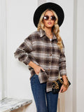Plaid Collared Shirt Jacket - Trendsi