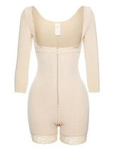 Full Size Zip Up Lace Detail Long Sleeve Shapewear - Trendsi - Flyclothing LLC