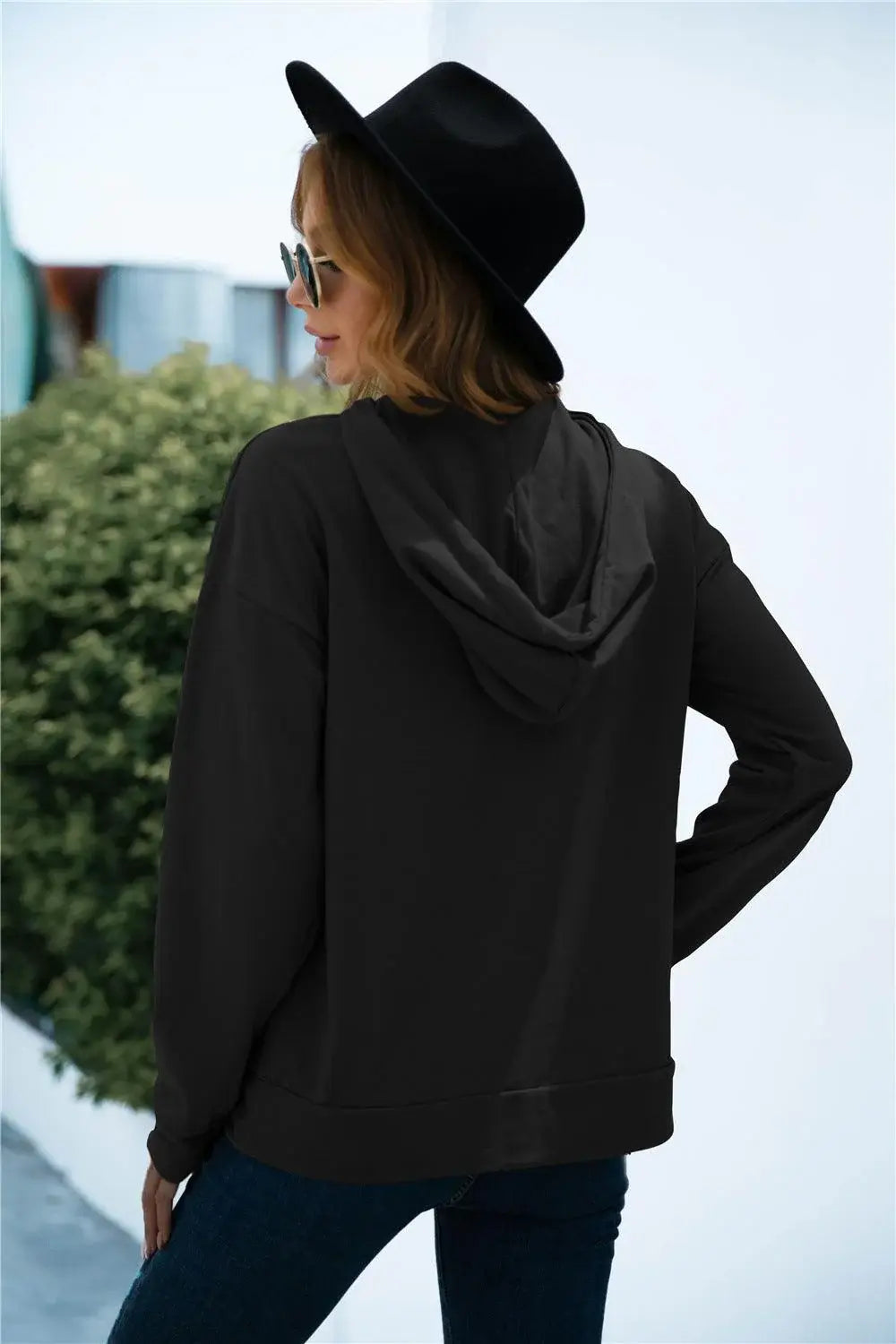 Quarter Snap Drawstring Hoodie with Kangaroo Pocket - Trendsi - Flyclothing LLC