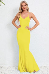 Crisscross Spaghetti Strap Fishtail Dress - Trendsi