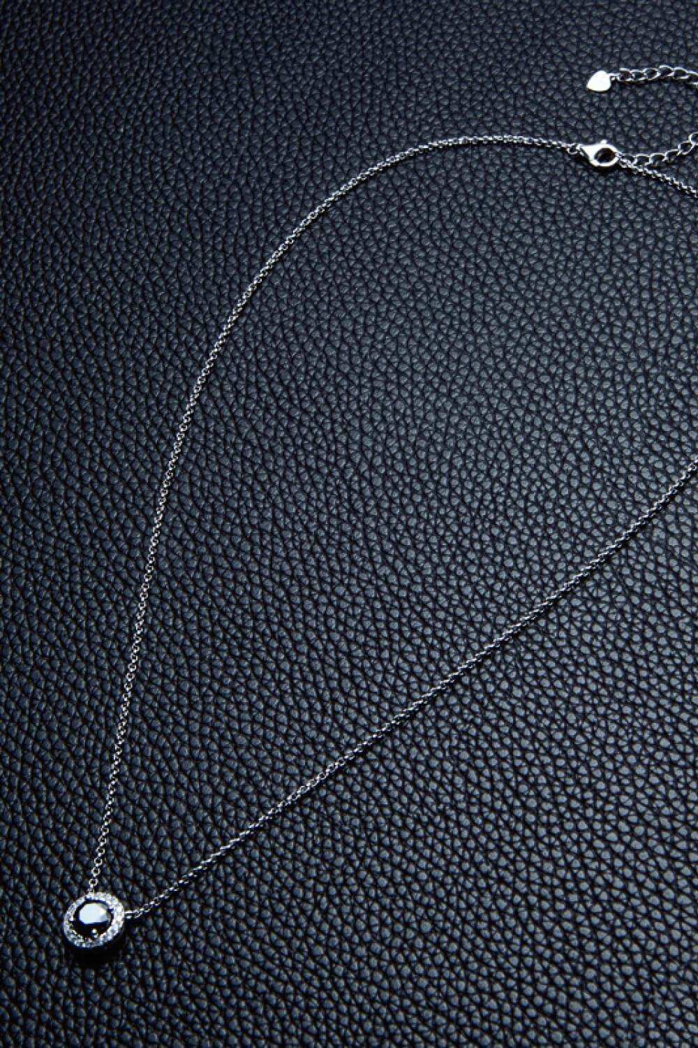 Two-Tone 1 Carat Moissanite Round Pendant Necklace - Trendsi - Flyclothing LLC