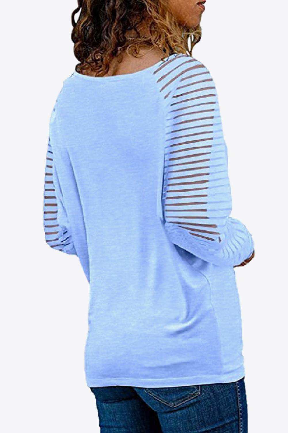 V-Neck Long Raglan Sleeve Top - Trendsi - Flyclothing LLC