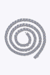 Moissanite Rhodium-Plated Necklace - Trendsi - Flyclothing LLC