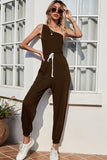 One-Shoulder Sleeveless Jumpsuit - Trendsi