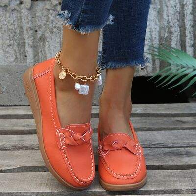 Weave Wedge Heeled Loafers - Trendsi - Flyclothing LLC