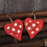 Sequin Heart Leather Drop Earrings - Trendsi