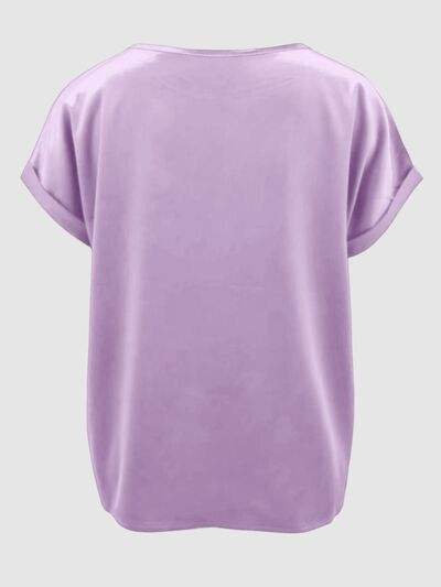 Round Neck Short Sleeve T-Shirt - Trendsi - Flyclothing LLC