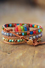Imperial Jasper & Crystal Layered Bracelet - Trendsi