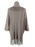 Fringe Detail Open Front Poncho - Trendsi - Flyclothing LLC