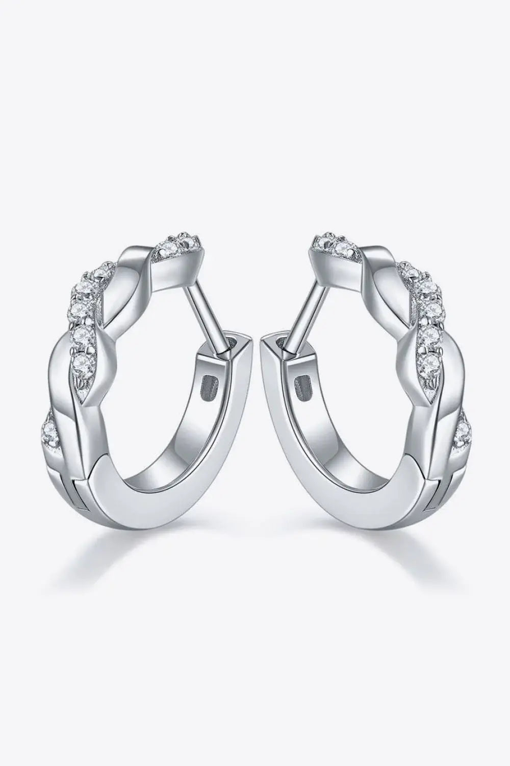 Moissanite Twisted Platinum-Plated Earrings - Trendsi - Flyclothing LLC