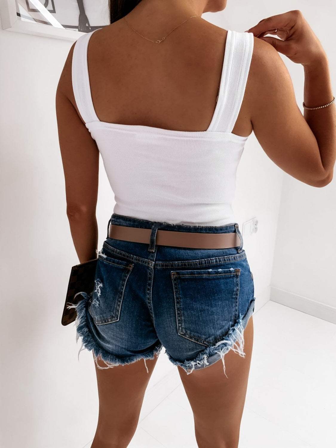 Square Neck Wide Strap Tank - Trendsi - Flyclothing LLC
