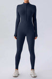 Half Zip Mock Neck Active Jumpsuit - Trendsi - Flyclothing LLC
