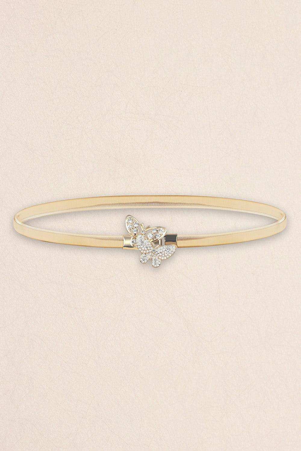 Rhinestone Butterfly Elastic Metal Belt - Trendsi - Flyclothing LLC