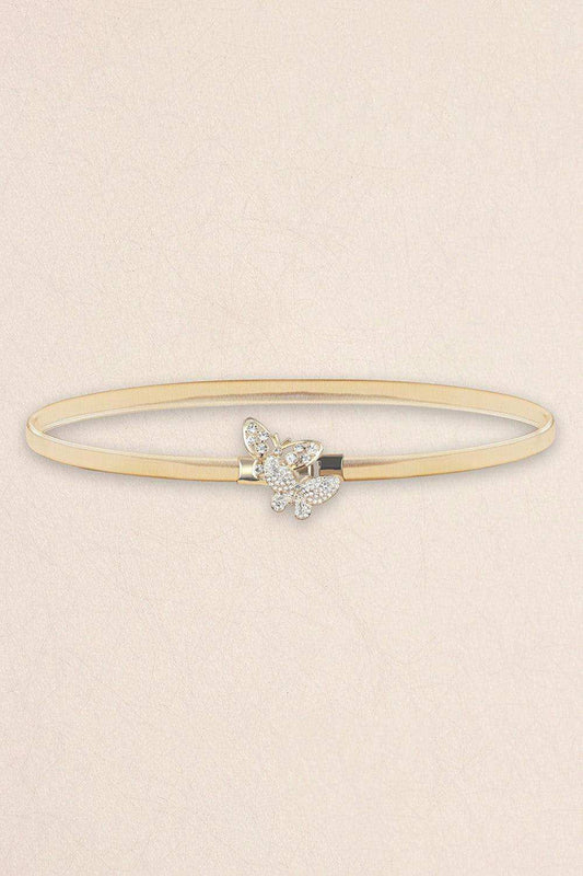 Rhinestone Butterfly Elastic Metal Belt - Trendsi - Flyclothing LLC