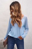 Sheer Striped V-Neck Top - Trendsi - Flyclothing LLC