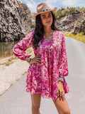 Long Sleeve V-Neck Mini Dress - Trendsi - Flyclothing LLC