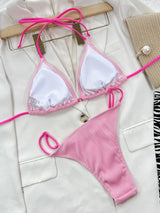 Ribbed Tie Back Bikini Set - Trendsi - Flyclothing LLC