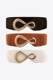 Ribbed Alloy Buckle Elastic Belt - Trendsi - Flyclothing LLC