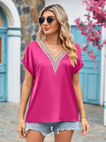 V-Neck Cuffed Blouse - Trendsi - Flyclothing LLC
