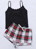 Plus Size Lace Trim Scoop Neck Cami and Printed Shorts Pajama Set - Trendsi - Flyclothing LLC