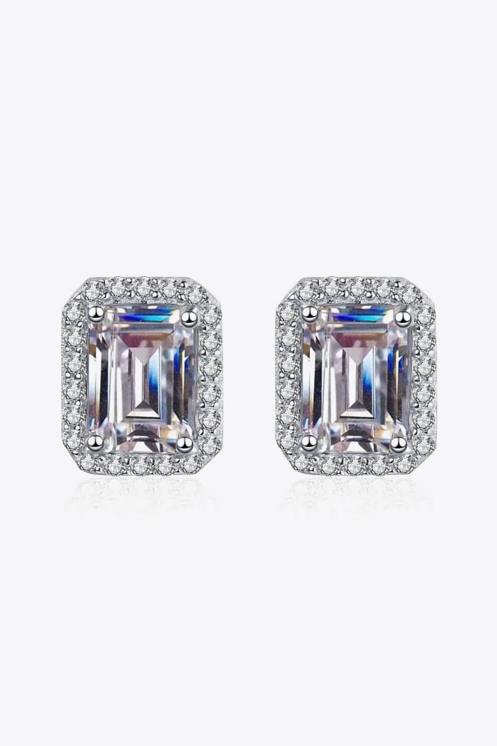 1 Carat Moissanite Rhodium-Plated Square Stud Earrings - Trendsi