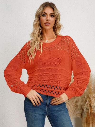 Cutout Round Neck Knit Top - Trendsi - Flyclothing LLC