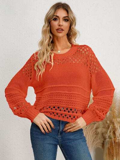 Cutout Round Neck Knit Top - Trendsi - Flyclothing LLC