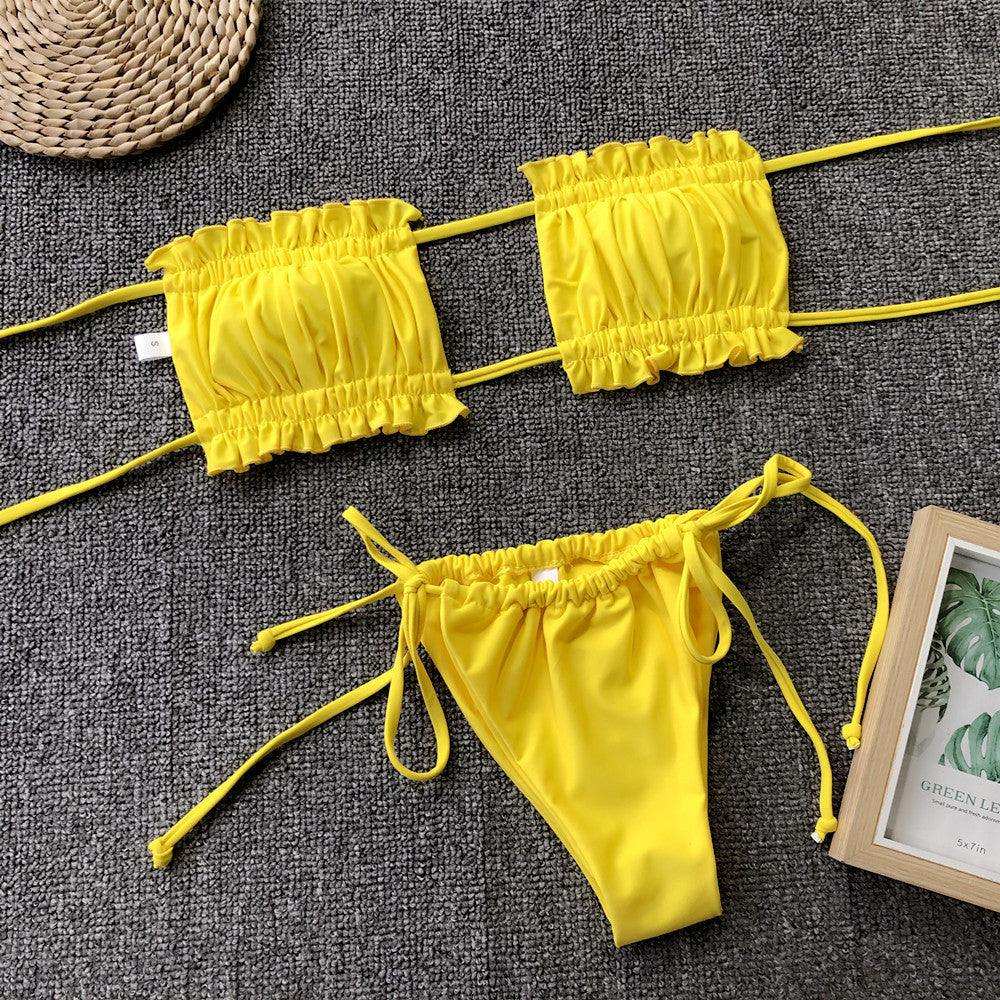 Frill Trim Ruched Bikini Set - Trendsi - Flyclothing LLC