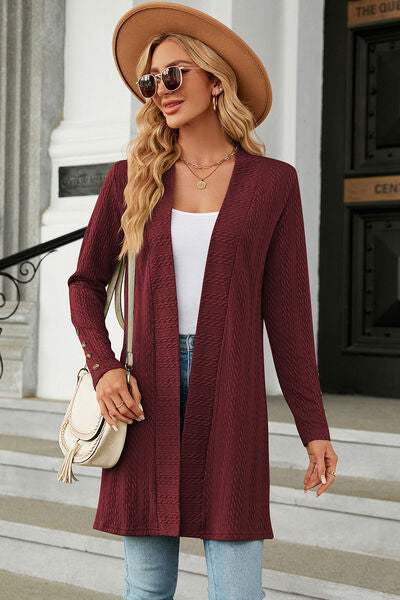 Open Front Long Sleeve Cardigan - Trendsi - Flyclothing LLC