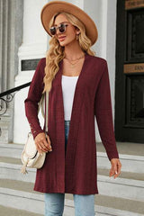 Open Front Long Sleeve Cardigan - Trendsi - Flyclothing LLC