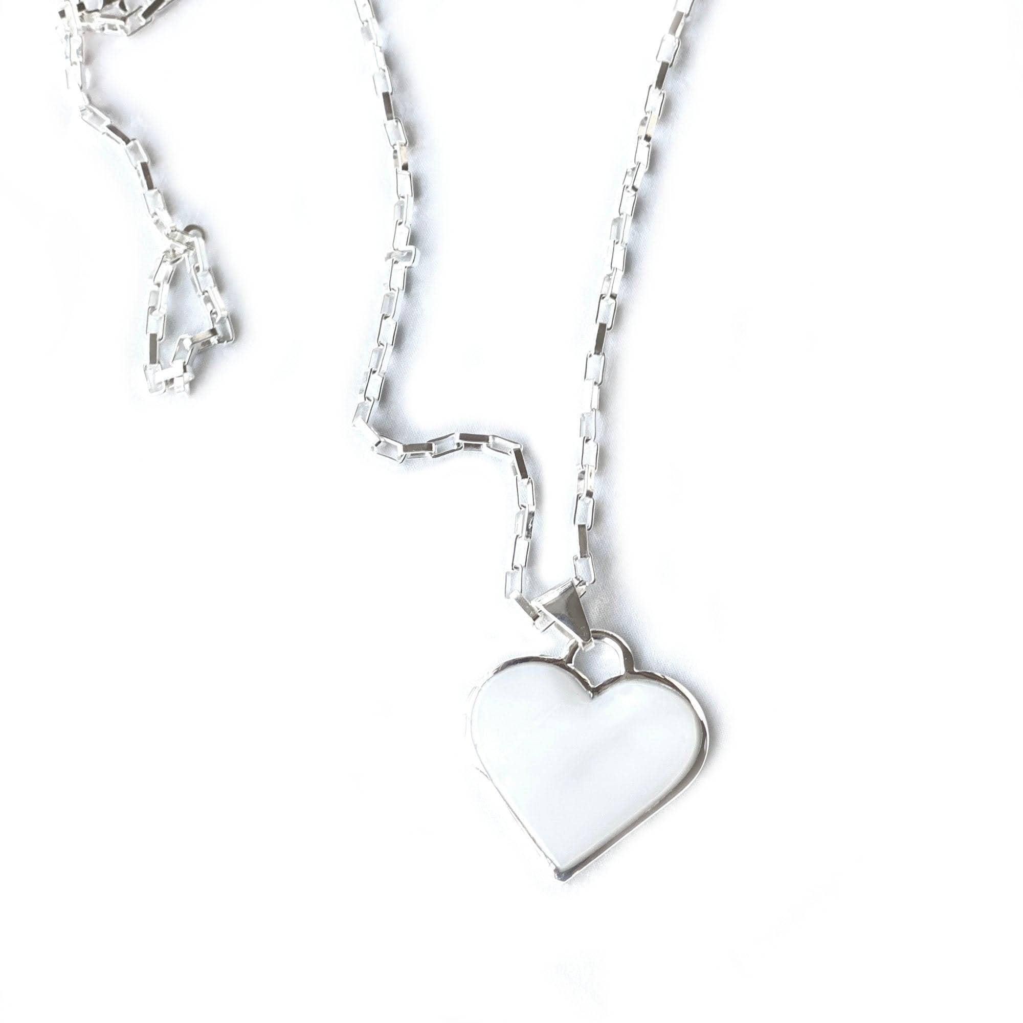 Corazon Blanco White Heart Pendant with Chain - Artisana