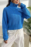 Quarter Zip Dropped Shoulder Sweater - Trendsi - Flyclothing LLC