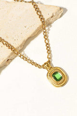 18K Gold Plated Inlaid Rhinestone Pendant Necklace - Trendsi - Flyclothing LLC