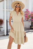 Ruched Notched Cap Sleeve Dress - Trendsi - Flyclothing LLC