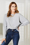 Double Take Seam Detail Round Neck Long Sleeve Top - Trendsi