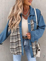 Plaid Button Up Dropped Shoulder Jacket - Trendsi - Flyclothing LLC