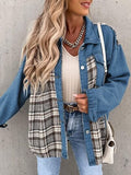 Plaid Button Up Dropped Shoulder Jacket - Trendsi