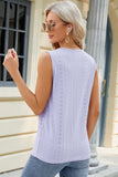 Eyelet Crisscross V-Neck Tank - Trendsi