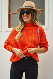 Cable-Knit Turtle Neck Long Sleeve Sweater - Trendsi - Flyclothing LLC