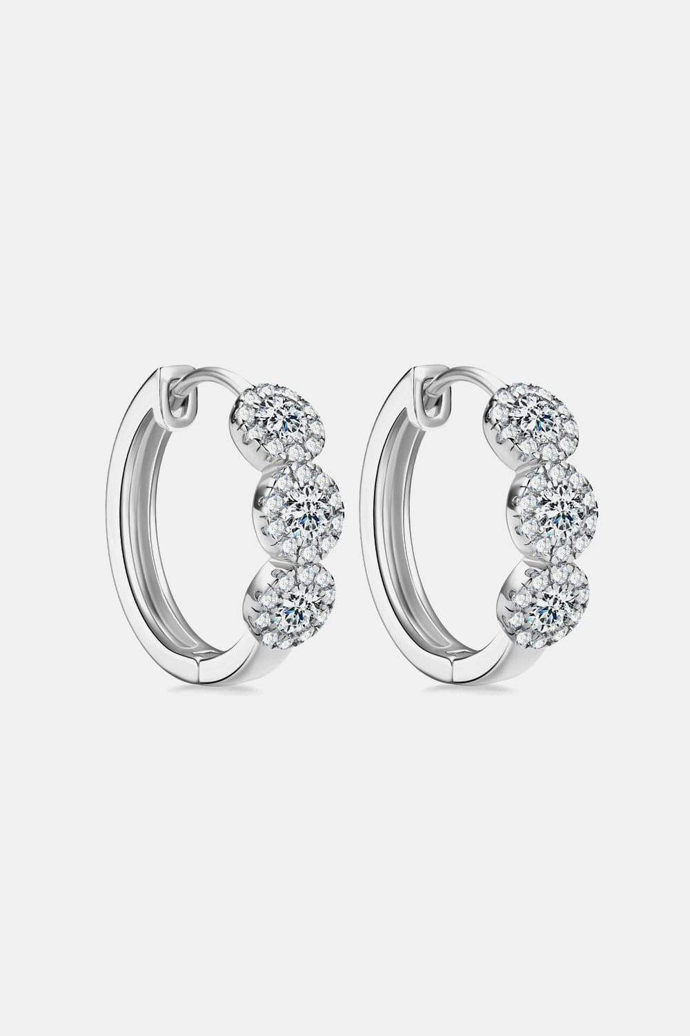 Moissanite 925 Sterling Silver Huggie Earrings - Trendsi - Flyclothing LLC